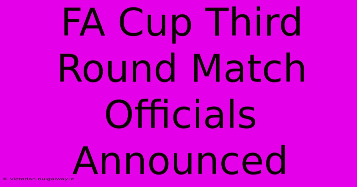 FA Cup Third Round Match Officials Announced