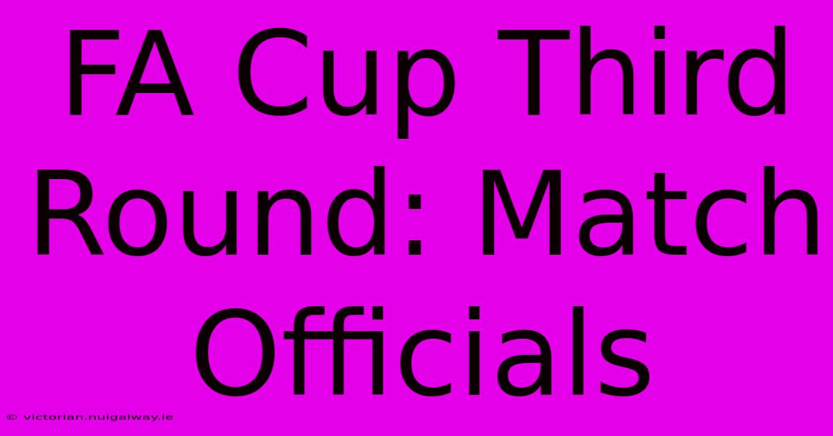 FA Cup Third Round: Match Officials