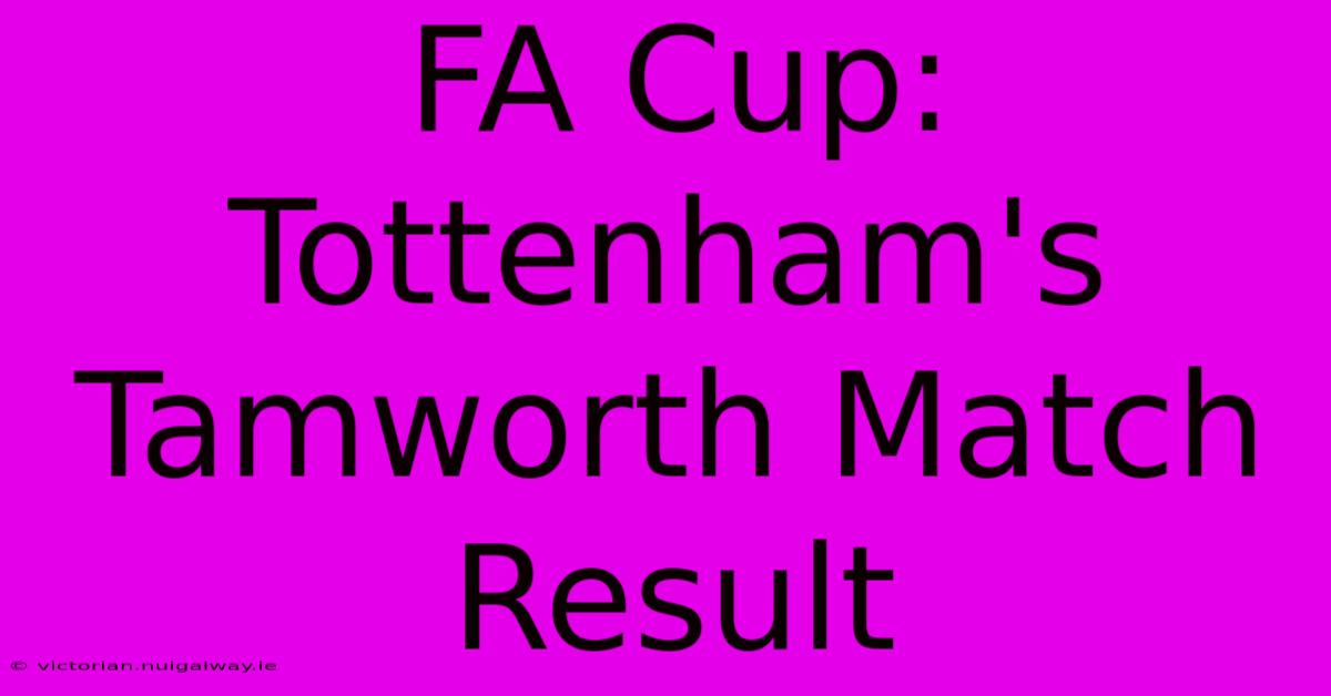 FA Cup: Tottenham's Tamworth Match Result