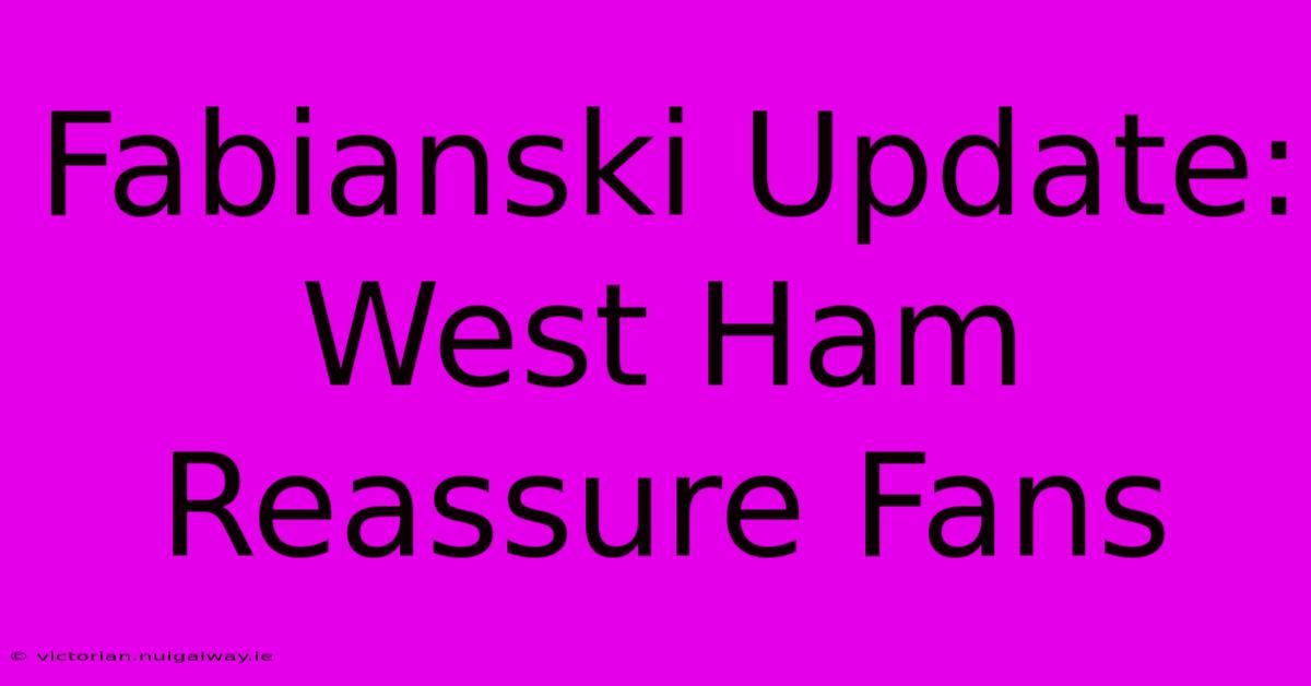 Fabianski Update: West Ham Reassure Fans