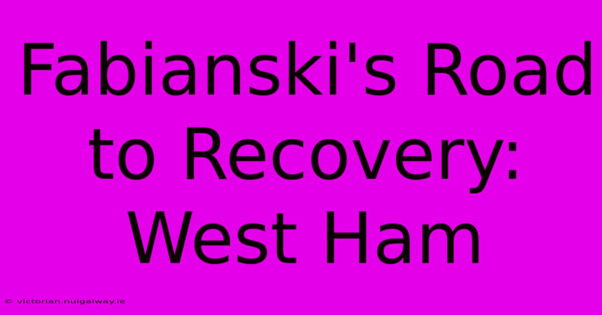 Fabianski's Road To Recovery: West Ham