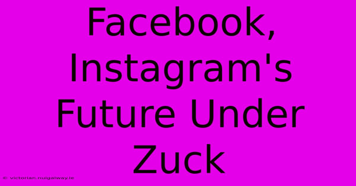 Facebook, Instagram's Future Under Zuck