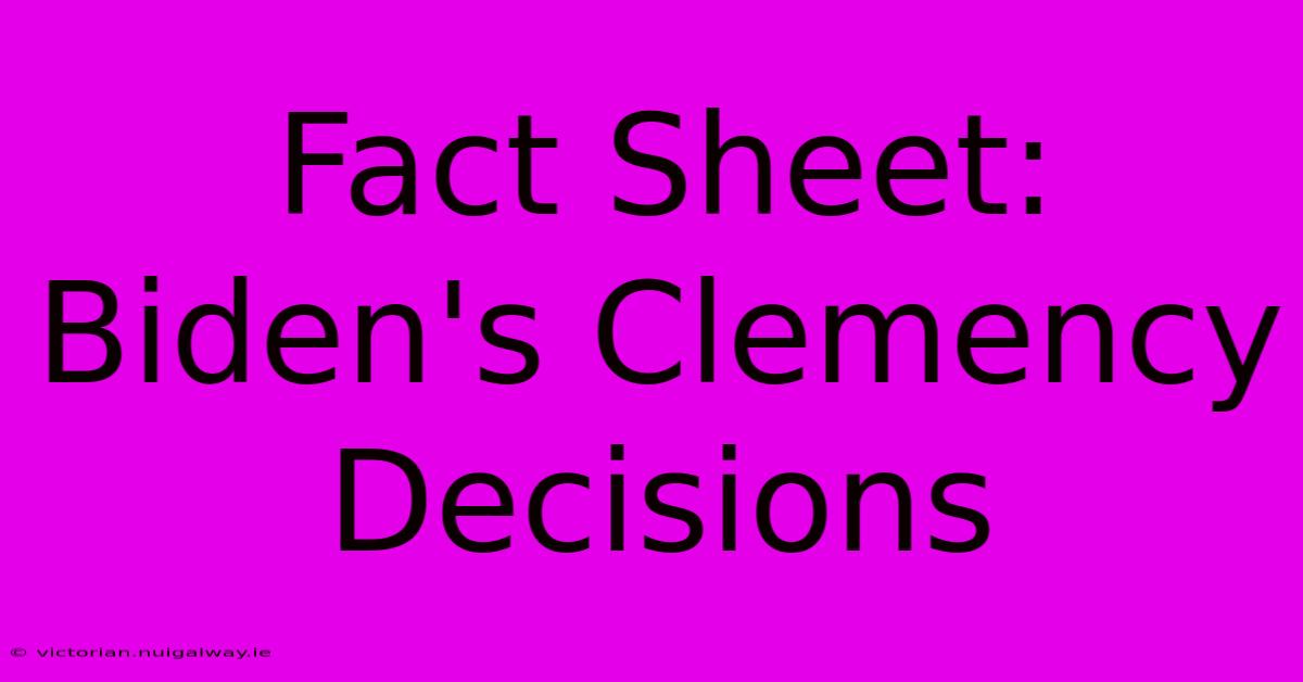 Fact Sheet: Biden's Clemency Decisions