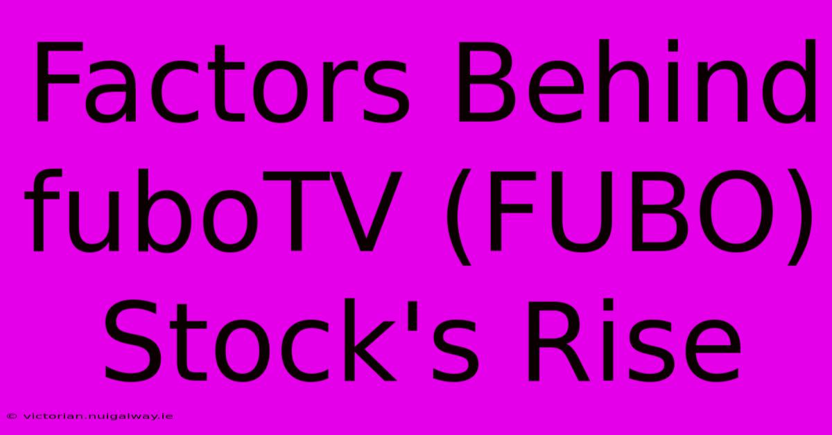 Factors Behind FuboTV (FUBO) Stock's Rise