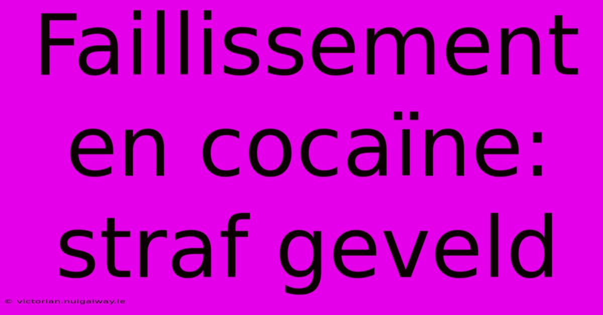 Faillissement En Cocaïne: Straf Geveld