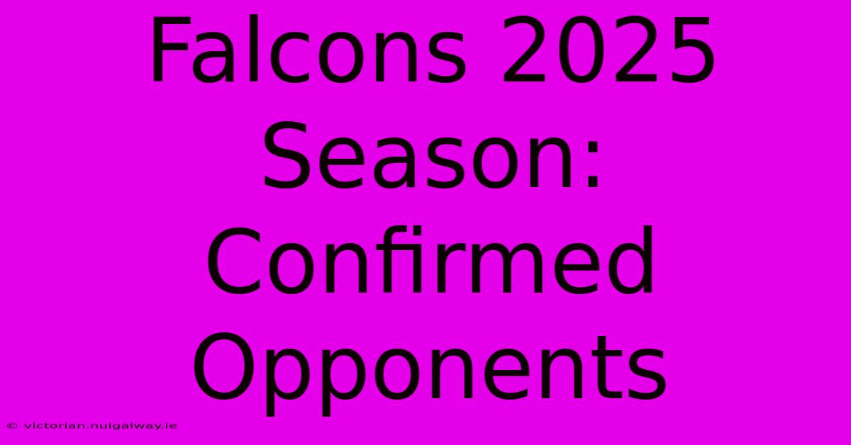 Falcons 2025 Season: Confirmed Opponents