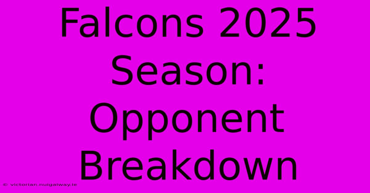 Falcons 2025 Season: Opponent Breakdown