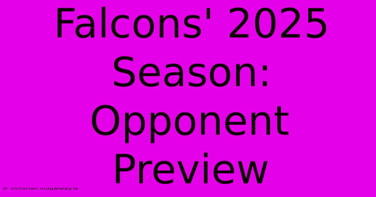 Falcons' 2025 Season: Opponent Preview