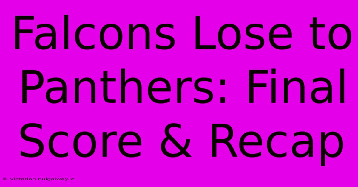 Falcons Lose To Panthers: Final Score & Recap