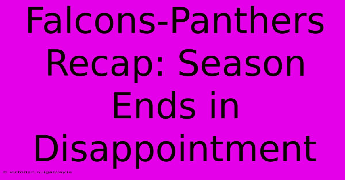 Falcons-Panthers Recap: Season Ends In Disappointment