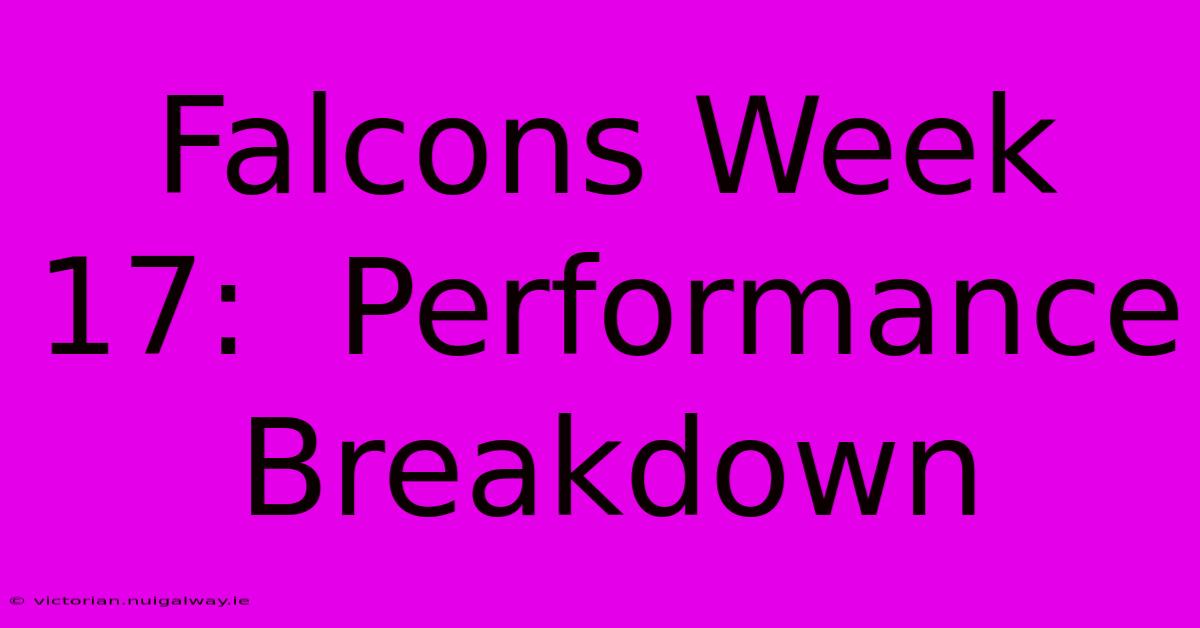 Falcons Week 17:  Performance Breakdown