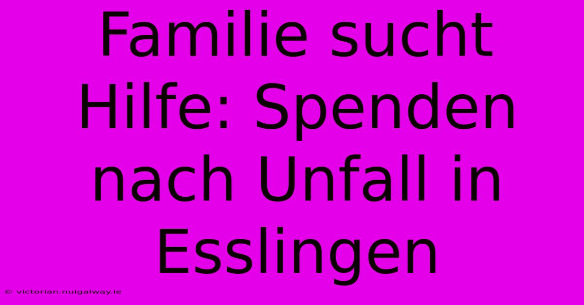 Familie Sucht Hilfe: Spenden Nach Unfall In Esslingen 