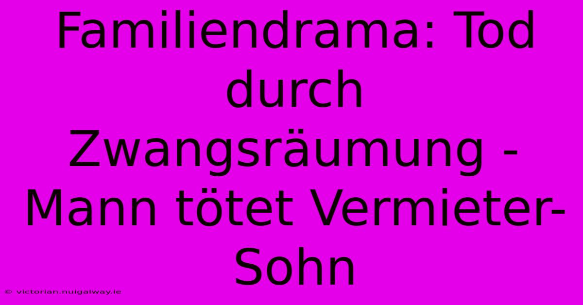 Familiendrama: Tod Durch Zwangsräumung - Mann Tötet Vermieter-Sohn