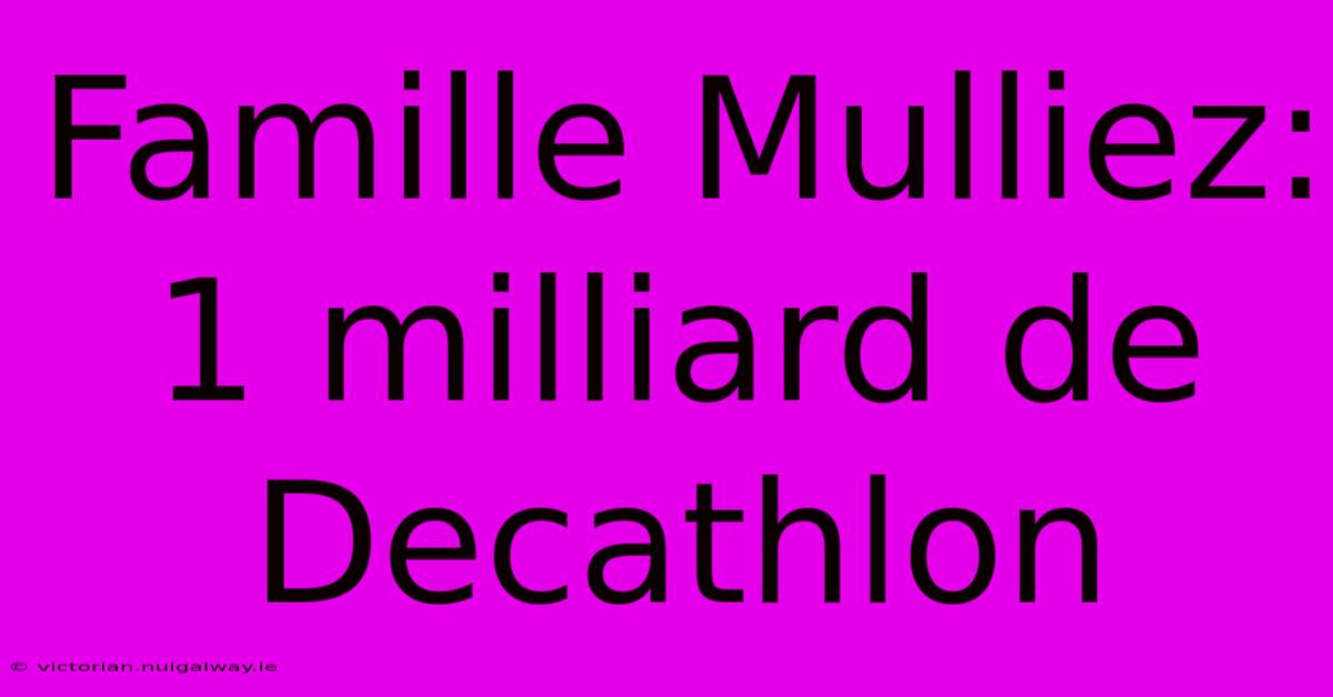 Famille Mulliez: 1 Milliard De Decathlon