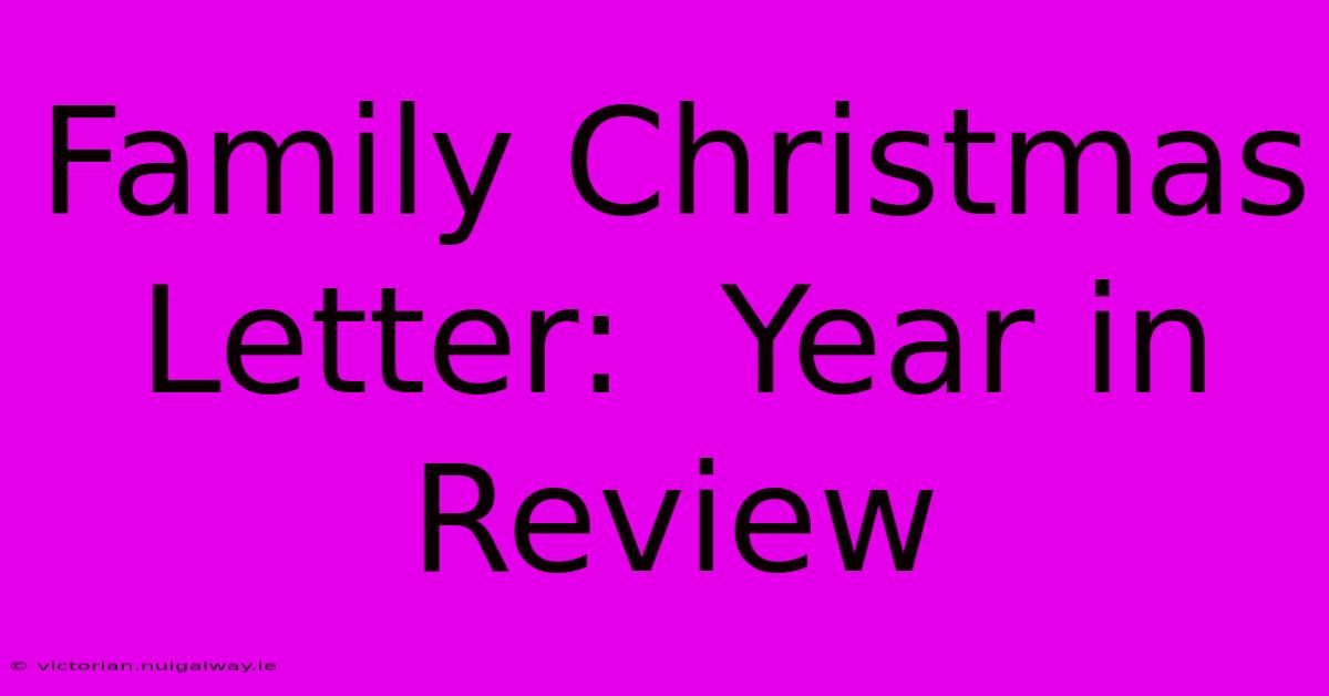 Family Christmas Letter:  Year In Review