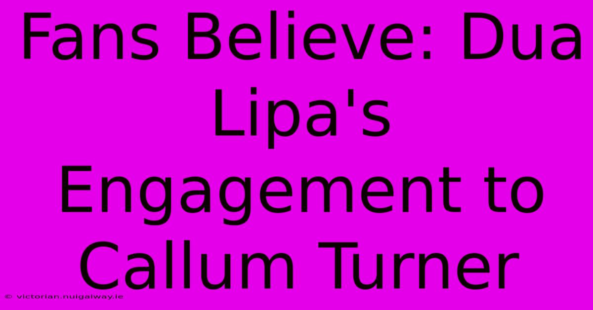 Fans Believe: Dua Lipa's Engagement To Callum Turner