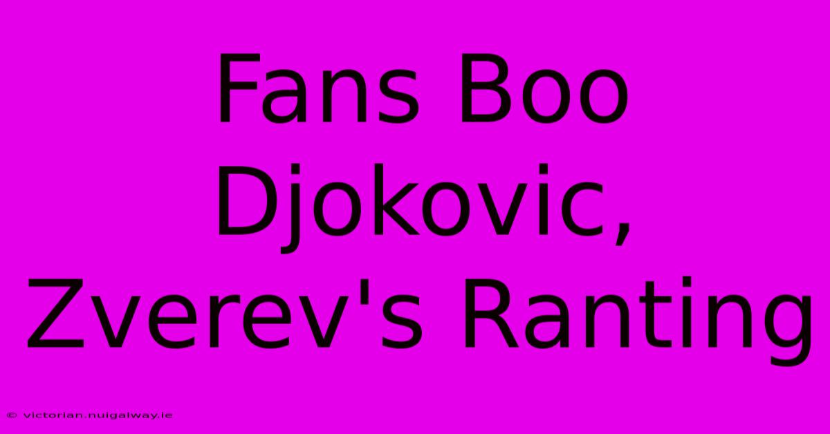 Fans Boo Djokovic, Zverev's Ranting