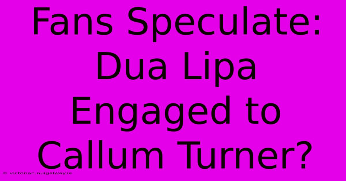 Fans Speculate: Dua Lipa Engaged To Callum Turner?