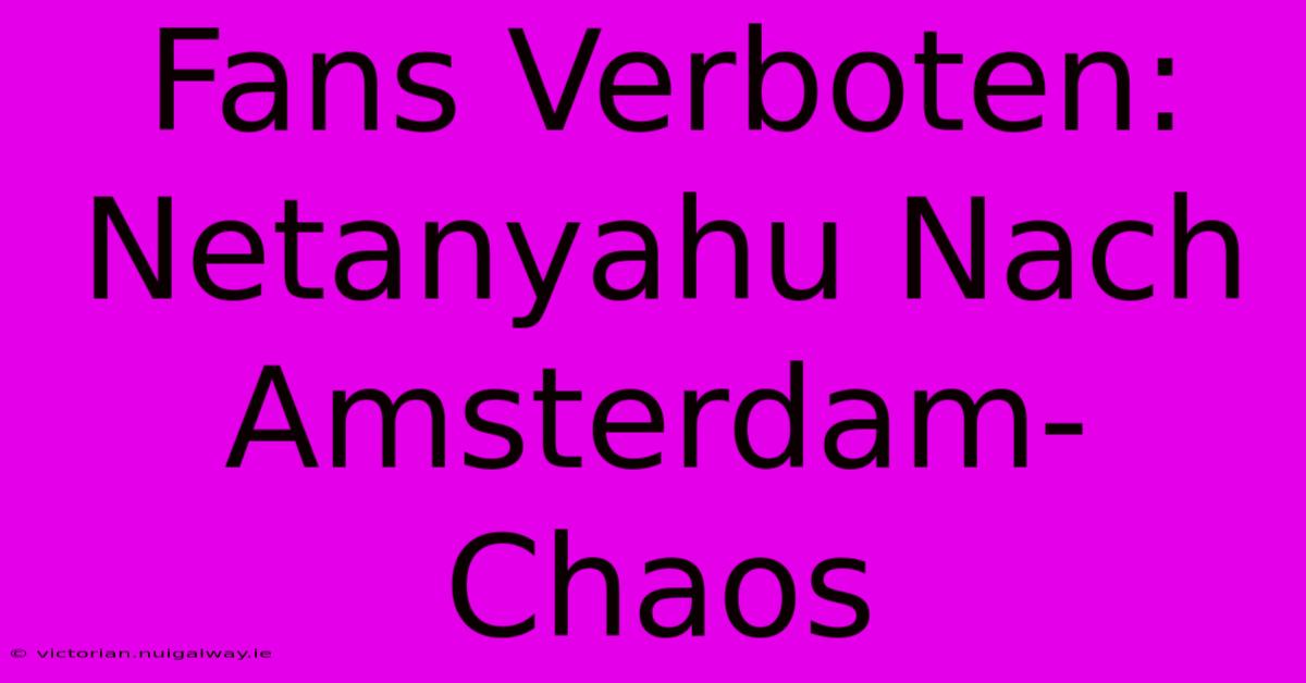 Fans Verboten: Netanyahu Nach Amsterdam-Chaos