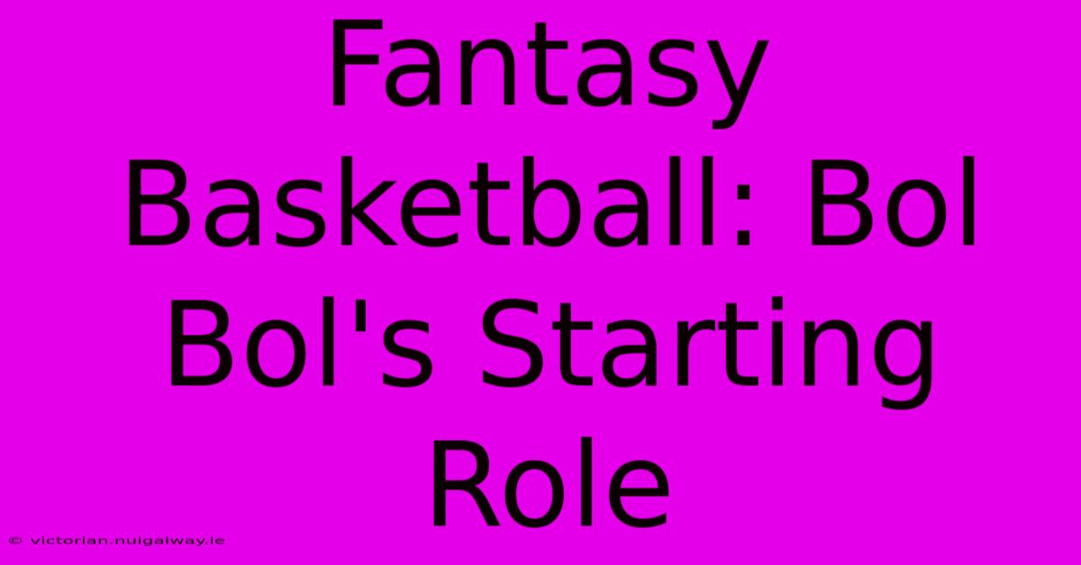 Fantasy Basketball: Bol Bol's Starting Role