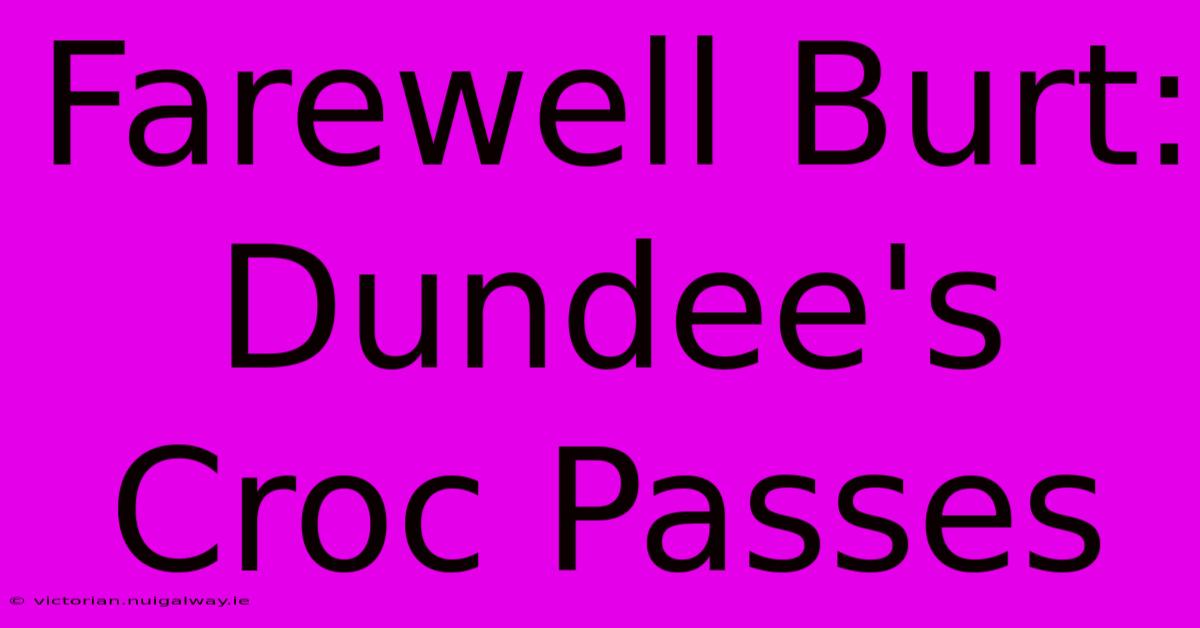 Farewell Burt: Dundee's Croc Passes