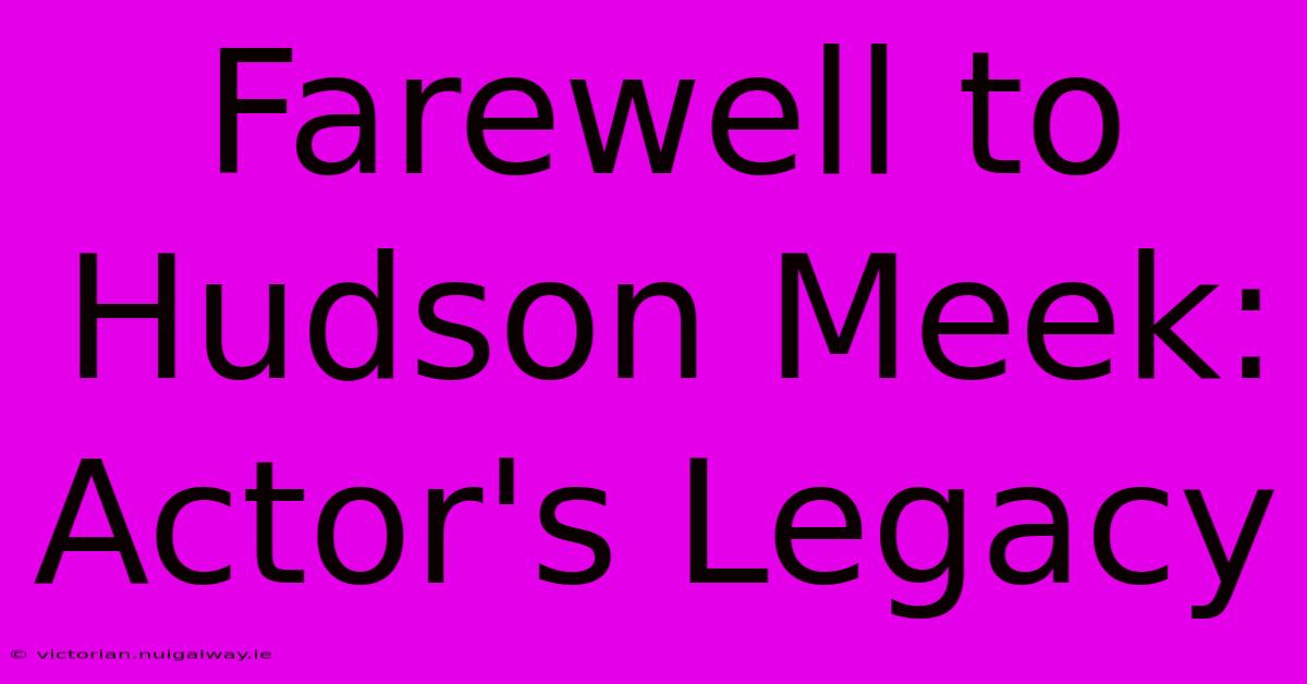 Farewell To Hudson Meek: Actor's Legacy