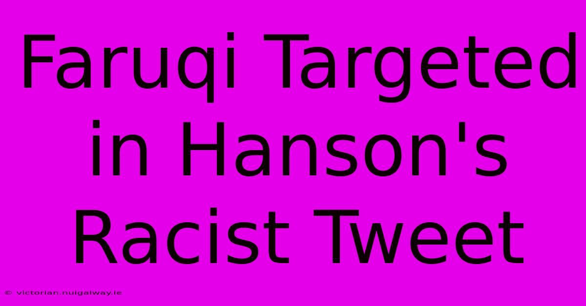 Faruqi Targeted In Hanson's Racist Tweet 