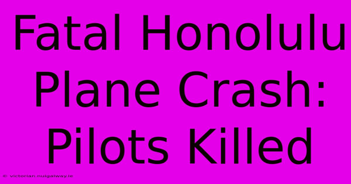 Fatal Honolulu Plane Crash: Pilots Killed