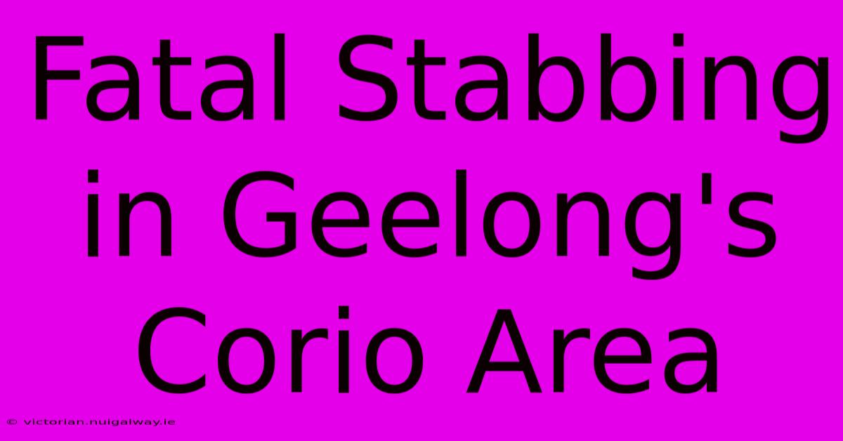 Fatal Stabbing In Geelong's Corio Area