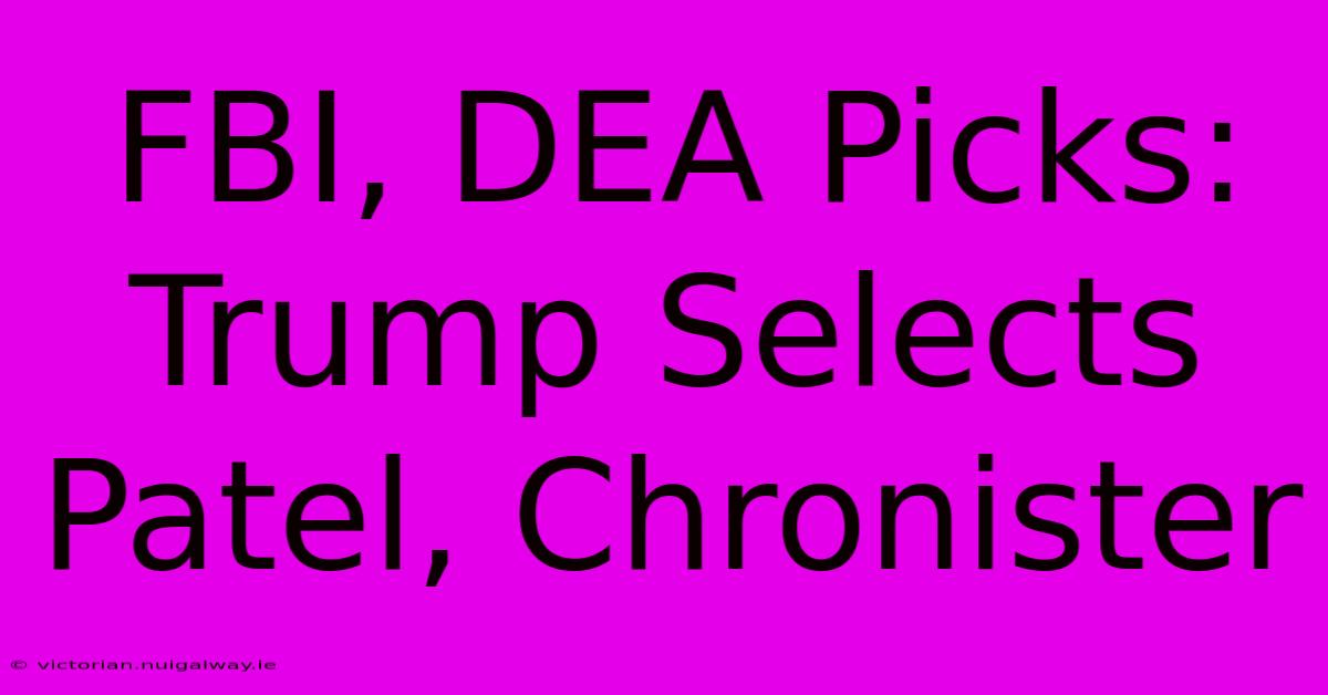 FBI, DEA Picks: Trump Selects Patel, Chronister