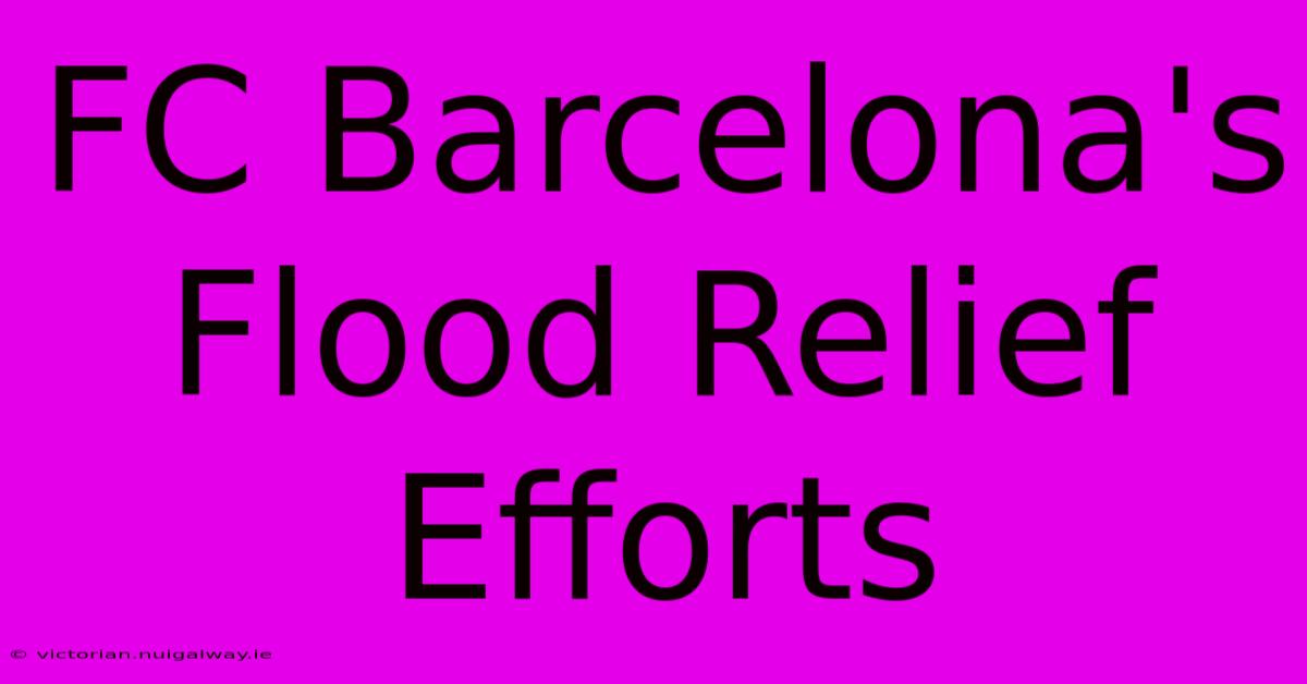 FC Barcelona's Flood Relief Efforts