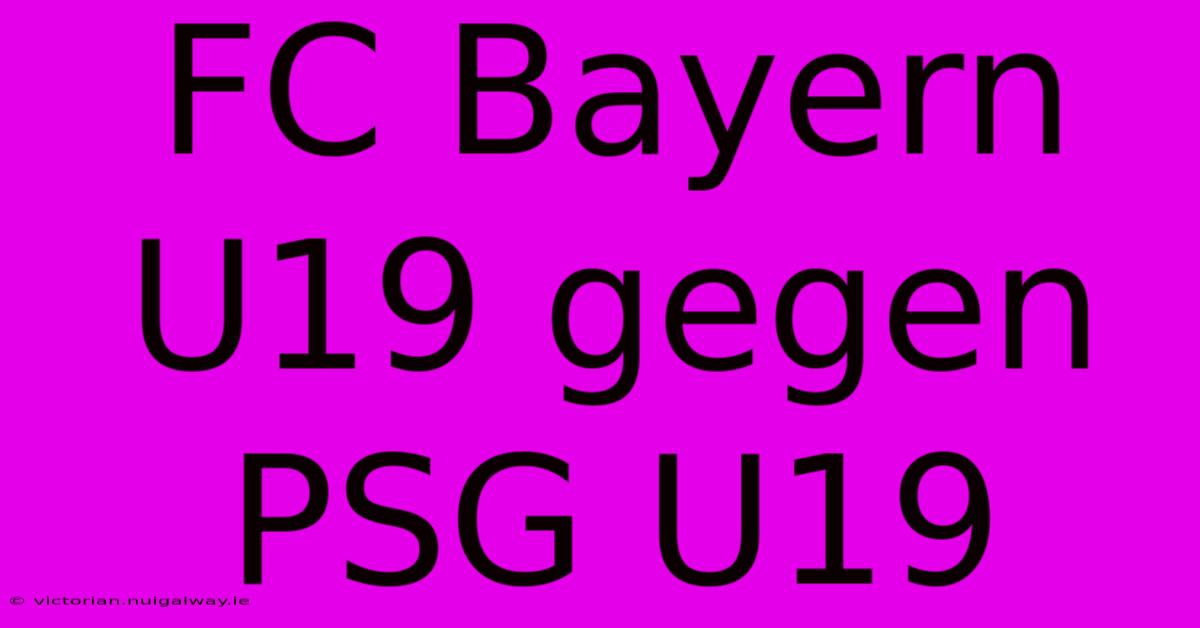 FC Bayern U19 Gegen PSG U19