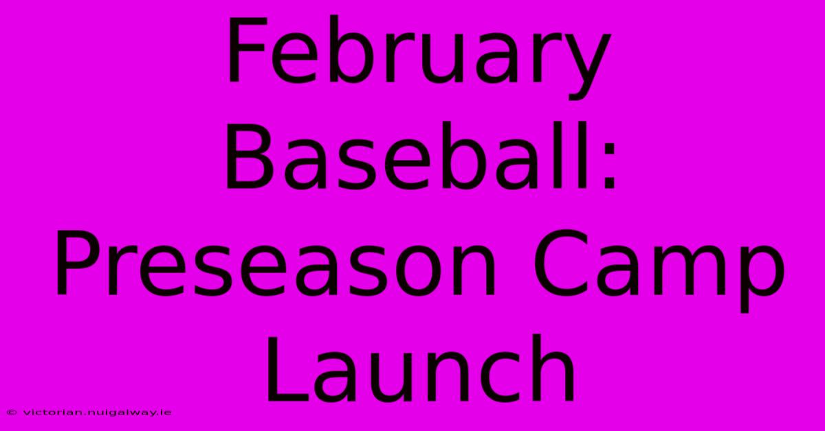 February Baseball: Preseason Camp Launch