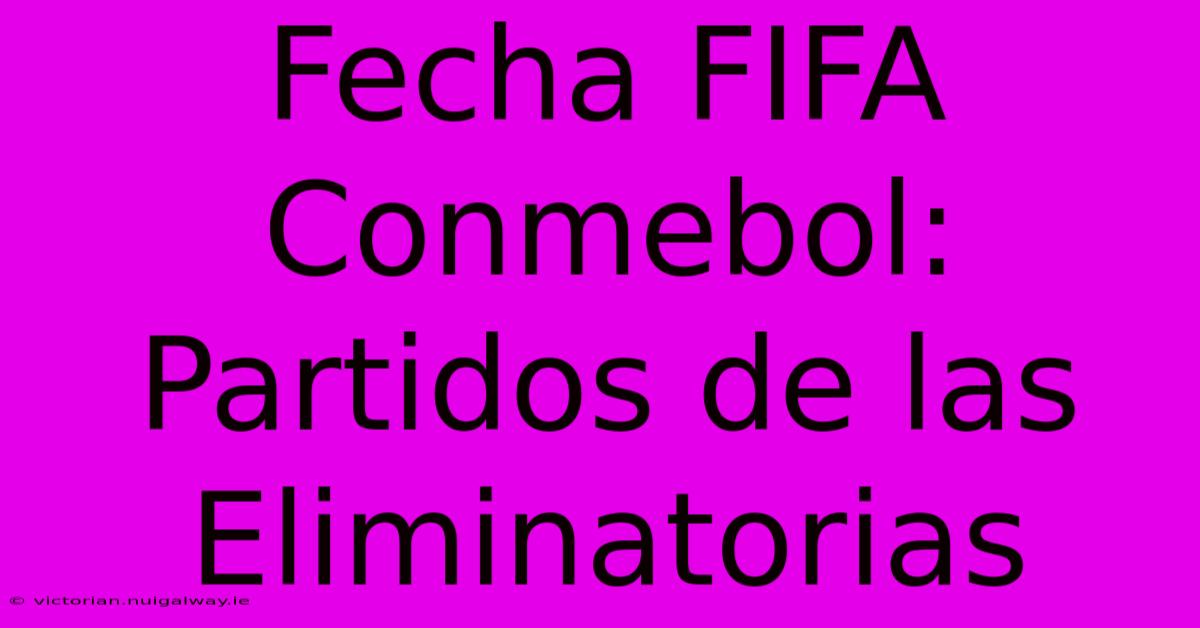 Fecha FIFA Conmebol: Partidos De Las Eliminatorias 