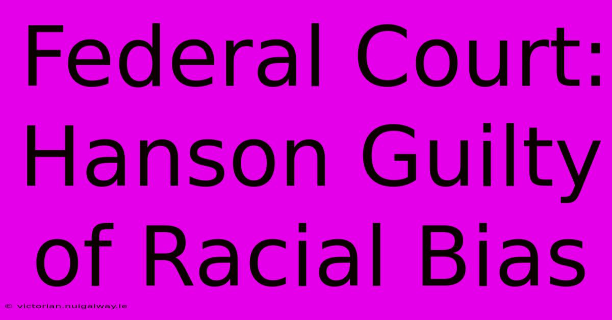 Federal Court: Hanson Guilty Of Racial Bias 