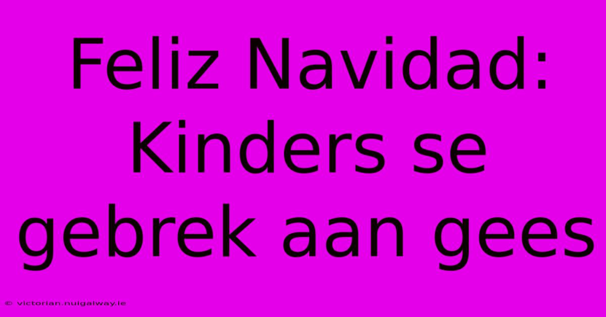 Feliz Navidad: Kinders Se Gebrek Aan Gees