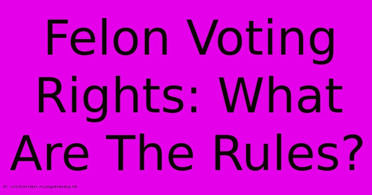 Felon Voting Rights: What Are The Rules?