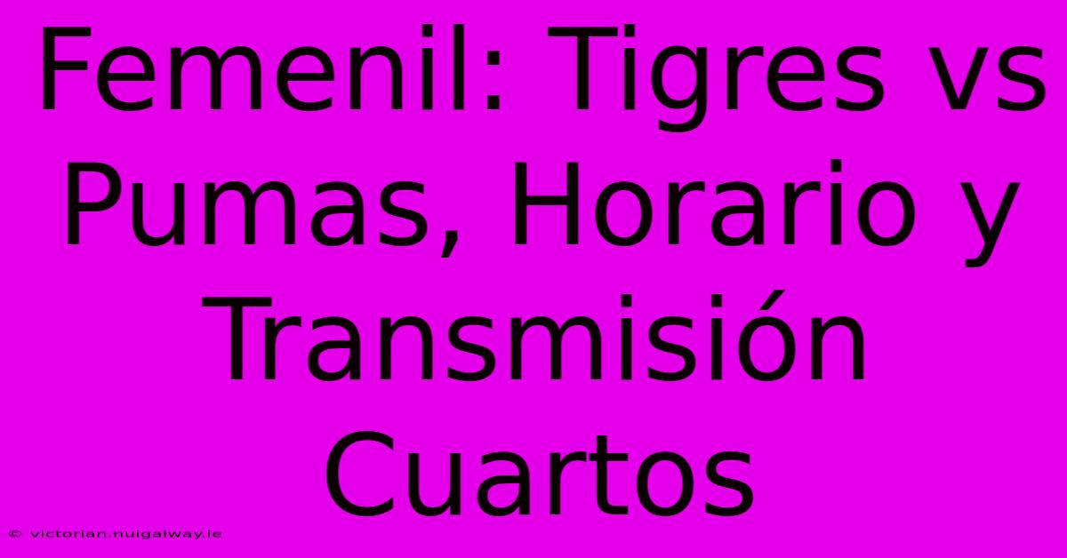 Femenil: Tigres Vs Pumas, Horario Y Transmisión Cuartos