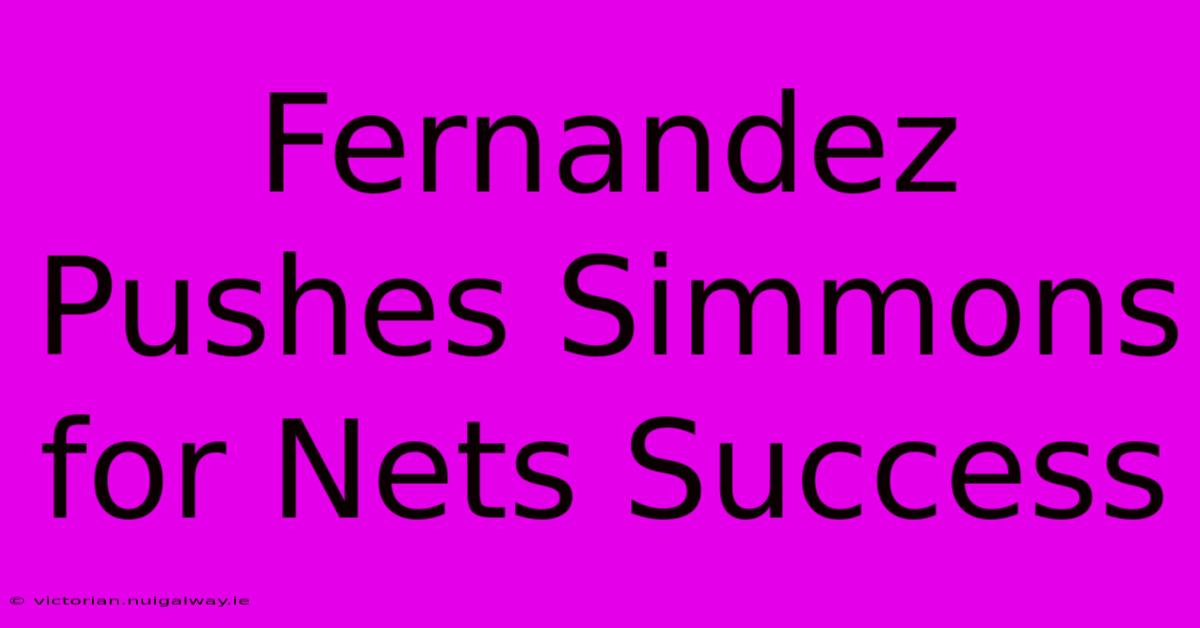 Fernandez Pushes Simmons For Nets Success