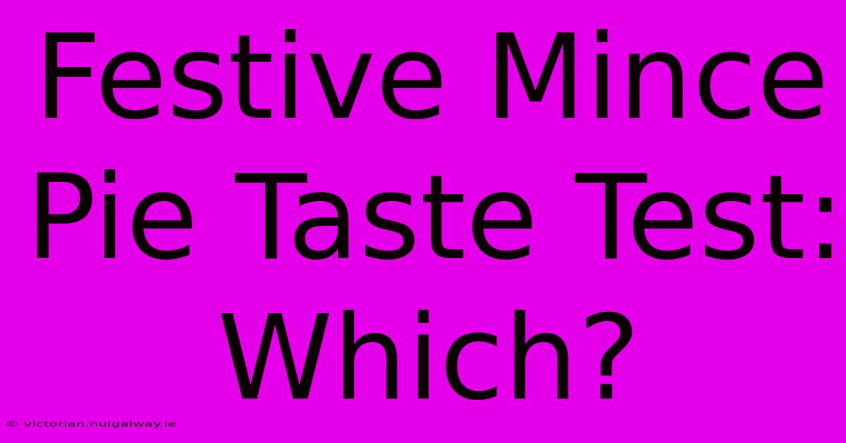 Festive Mince Pie Taste Test: Which?