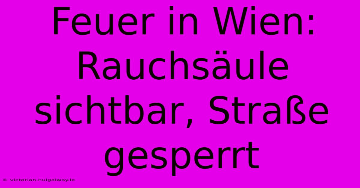 Feuer In Wien: Rauchsäule Sichtbar, Straße Gesperrt