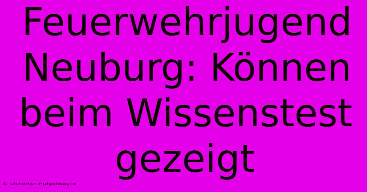 Feuerwehrjugend Neuburg: Können Beim Wissenstest Gezeigt