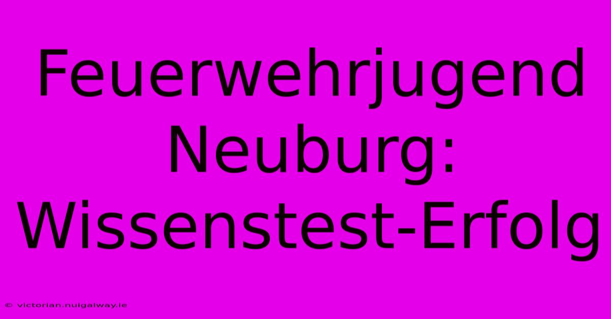 Feuerwehrjugend Neuburg: Wissenstest-Erfolg