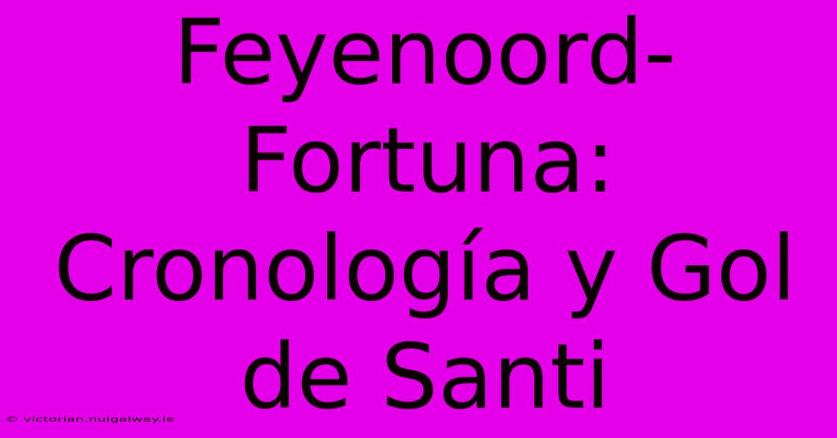 Feyenoord-Fortuna: Cronología Y Gol De Santi