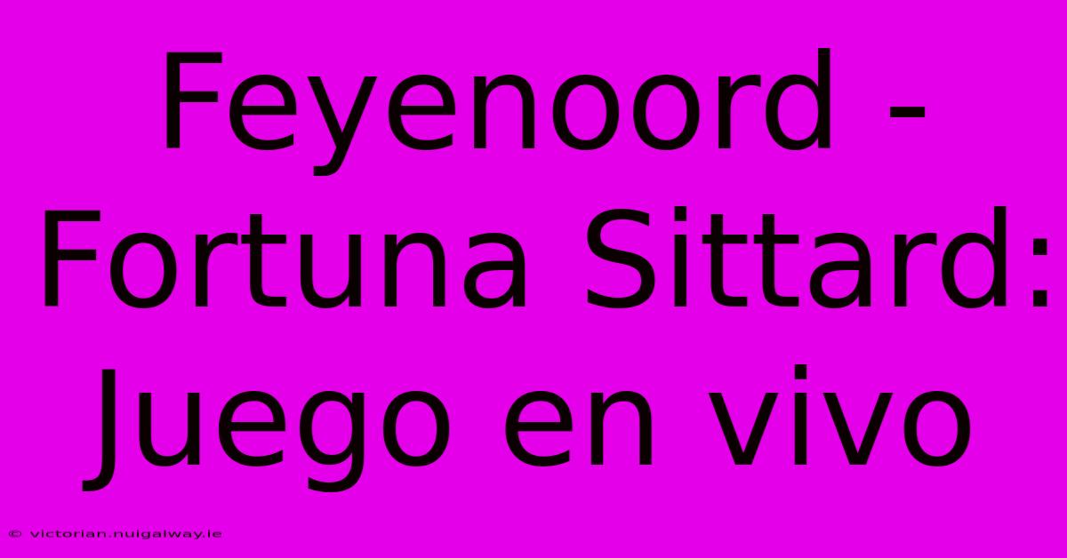 Feyenoord - Fortuna Sittard: Juego En Vivo
