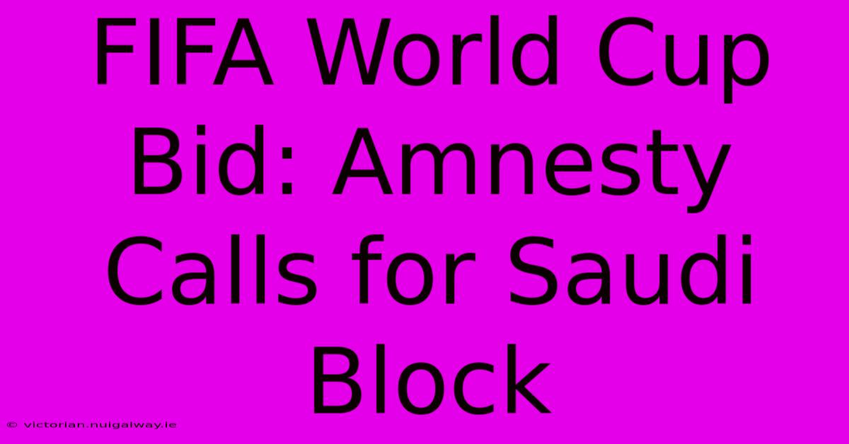 FIFA World Cup Bid: Amnesty Calls For Saudi Block 