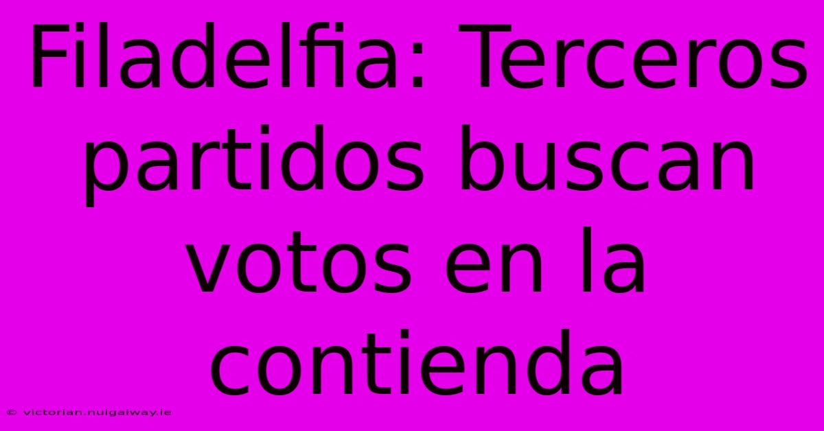 Filadelfia: Terceros Partidos Buscan Votos En La Contienda