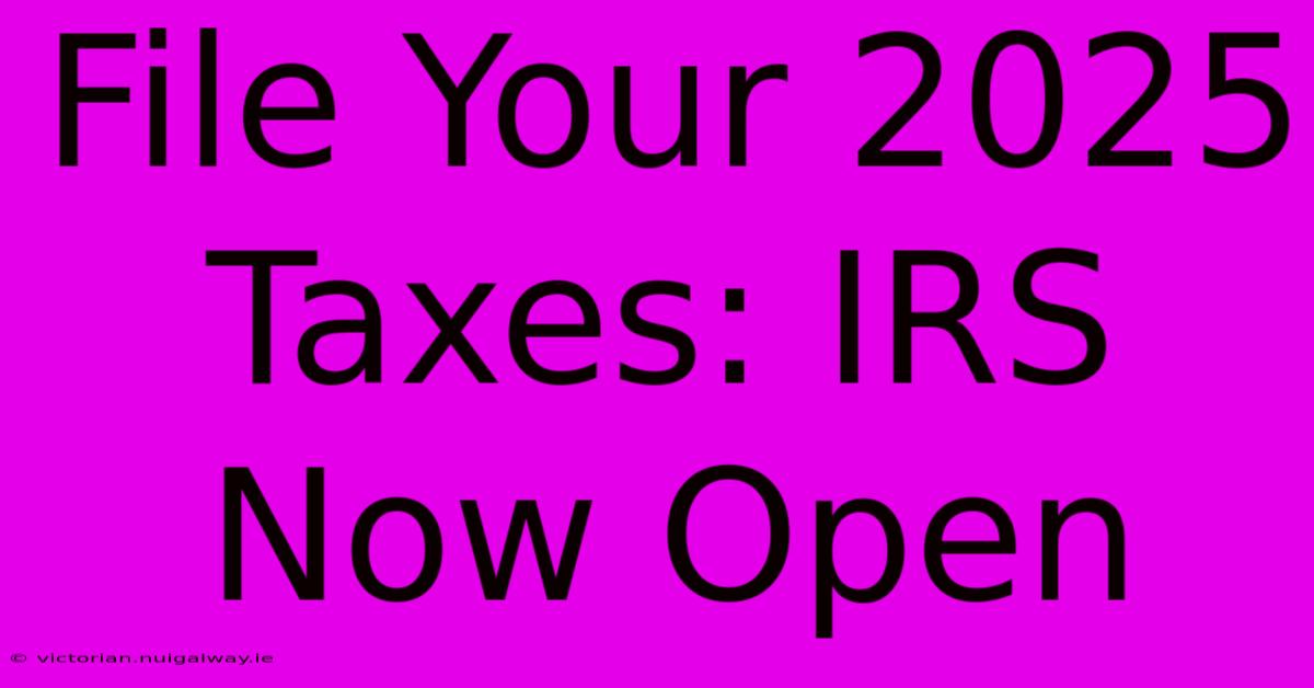 File Your 2025 Taxes: IRS Now Open