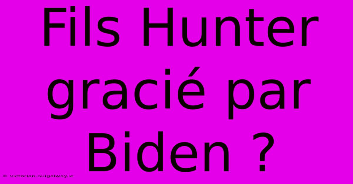 Fils Hunter Gracié Par Biden ?