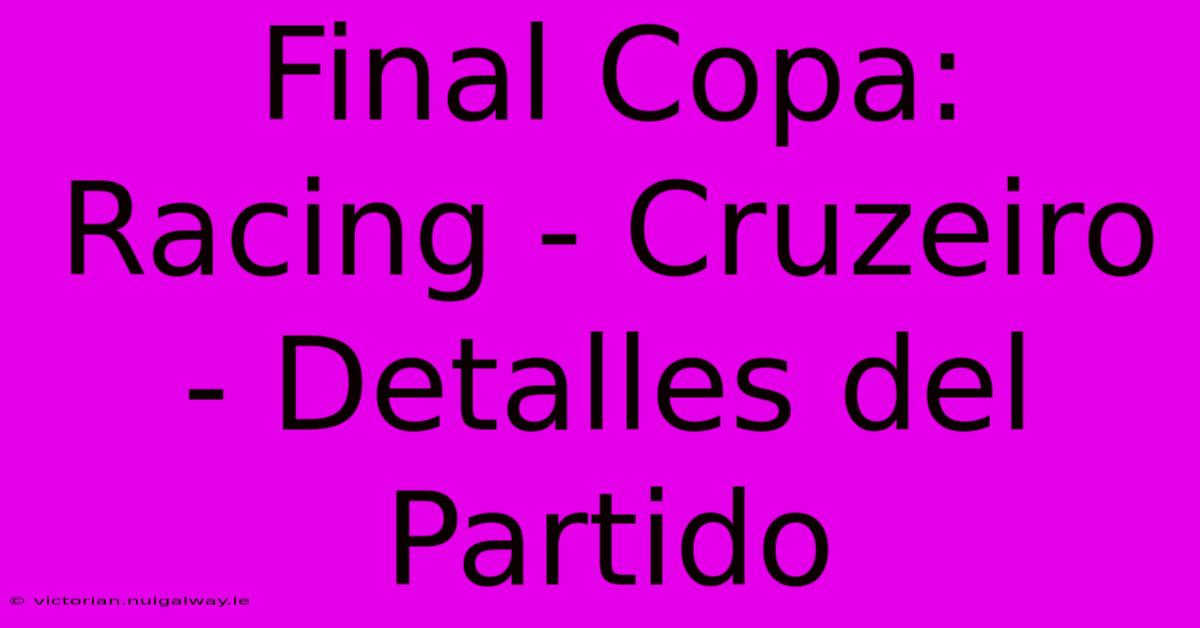 Final Copa: Racing - Cruzeiro - Detalles Del Partido